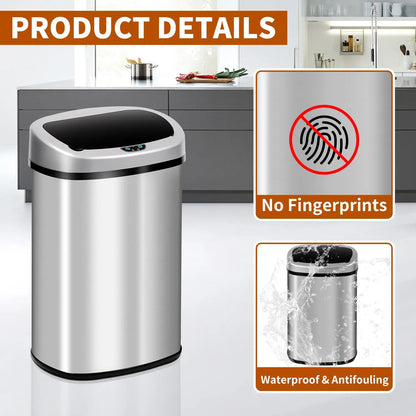 Automatic Touch Free 13-Gallon Kitchen Trash Can Automatic Touch Free