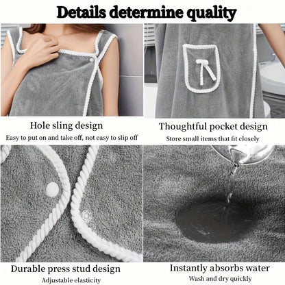 Quick Drying, Wearable Bath Towel For Adults