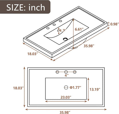 36" Bathroom Vanity with Sink Combo