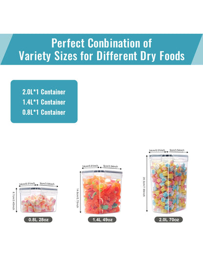 3pcs kitchen gadgets,Food storage containers with LIDS, kitchen pantry organization and storage, dry food