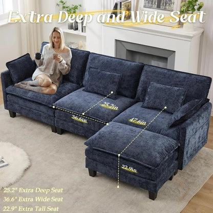 Living Room Sofa, Modular Sectional Sofa, 113" L Shaped Couch Set