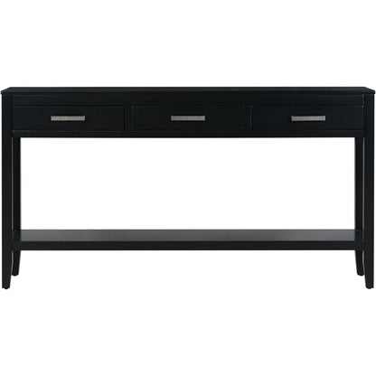 Contemporary Rectangular Console Table with 1 Shelf and 3 Storage Drawers, Entrance Table, Sofa Side Table for Entryway Hallway