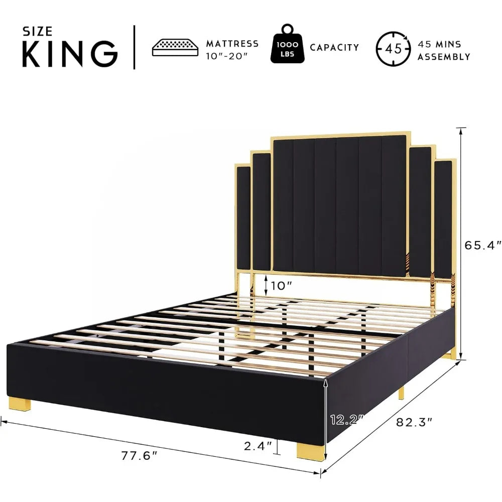 Queen Size Platform Bed Frame and Headboard