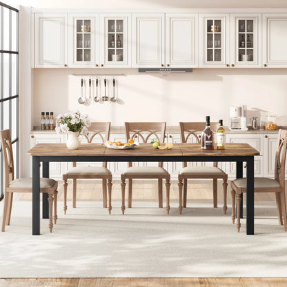 78 Inch Long Kitchen Dining Table， Rectangular Dining Table with Cut Corners for Living Room