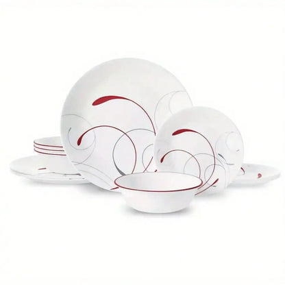 Round 12-Piece Dinnerware Set, suitable for friends gathering, birthday party, family dinner, suitable for housewarming gift