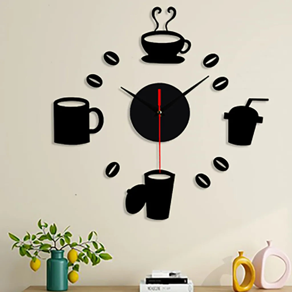 DIY Coffee Cups Kitchen  Clock Wall Decor