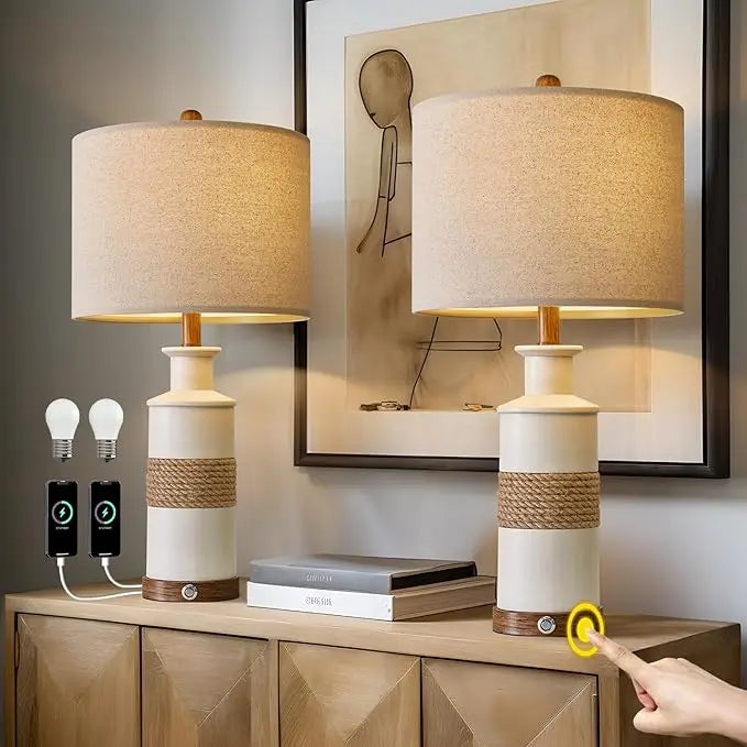 24'' Farmhouse Table Lamp Set of 2