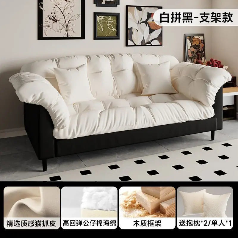 Modern Cloud Loveseat Sofa Plush 2-Seater Couch with Pillow Armrests for Small Spaces Living Room Bedroom Dorm Compact Design
