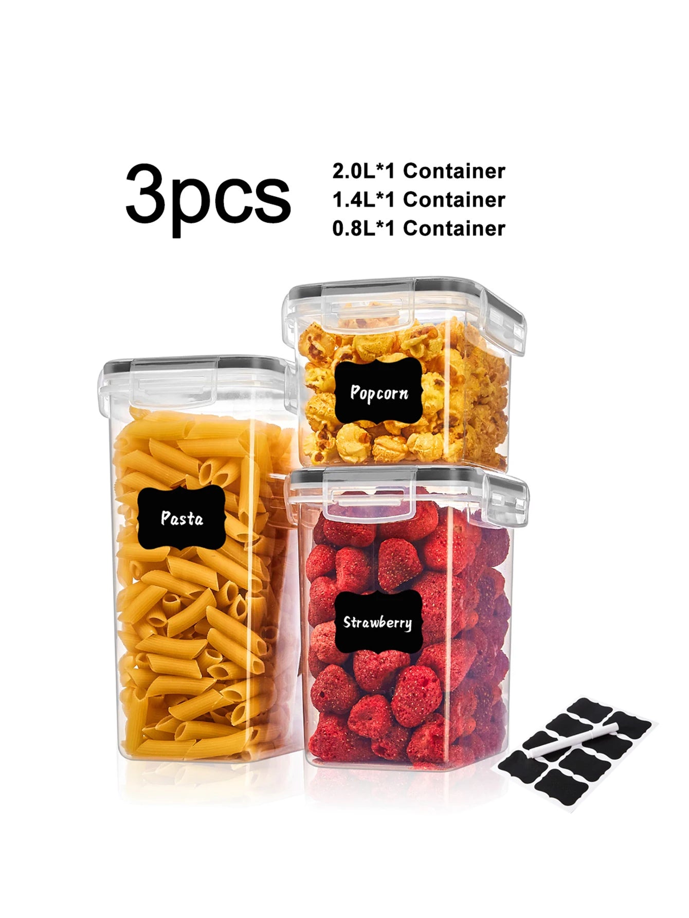 3pcs kitchen gadgets,Food storage containers with LIDS, kitchen pantry organization and storage, dry food