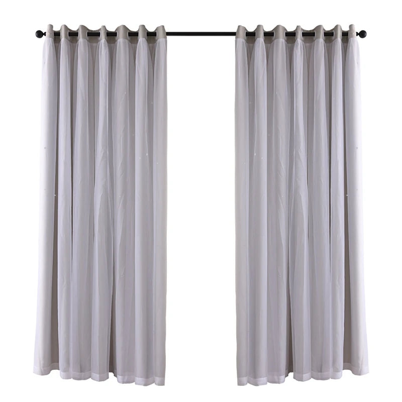 2-40x84in Panels Stars Curtains Blackout Curtains for Bedroom/Living room.