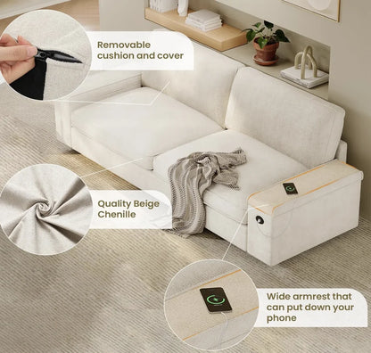 Sofas Couches for Living Room, Comfy Couch with Extra Deep Seats, Oversized Loveseat Sofa with Storage and 2 USB Chargin