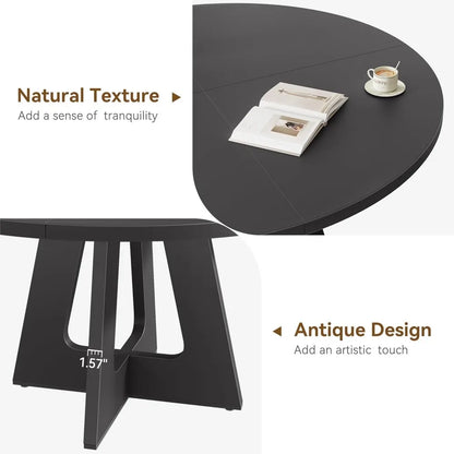 Farmhouse  47-Inch Round Large Dining Table Set for 4 to 6,  with Wooden Top and Legs for Home Dining Room or Living