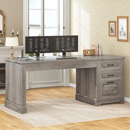 Farmhouse Computer Desk with 3 Drawers