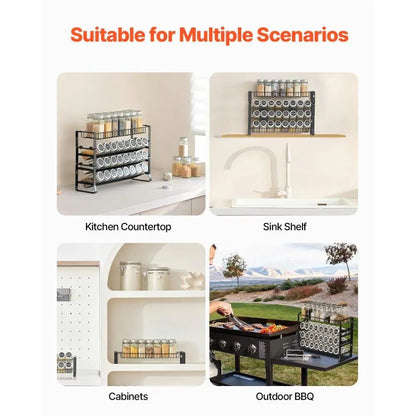Spice Rack Organizer for Kitchen for cabinet and Countertop Seasoning Storage Organizer