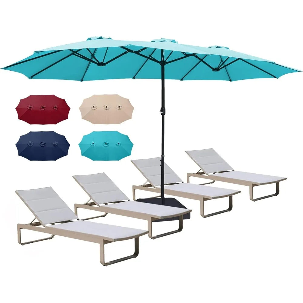 15ft X 9ft Extra Large Rectangular Patio Double-Sided Umbrella with Base & Crank