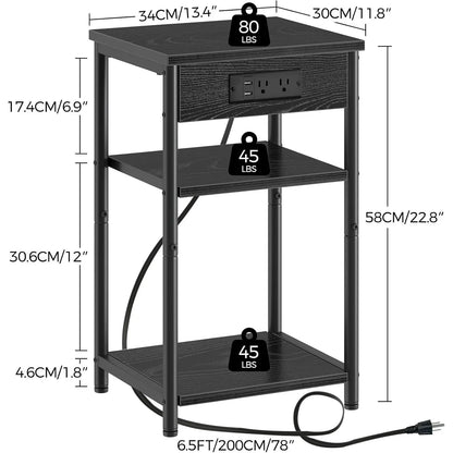 Narrow Small Table with Charging Station