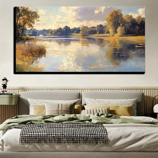 Natural landscape oil painting, Victorian style wall decoration, 1.5 inch thick pine solid wood frame, interior decoration
