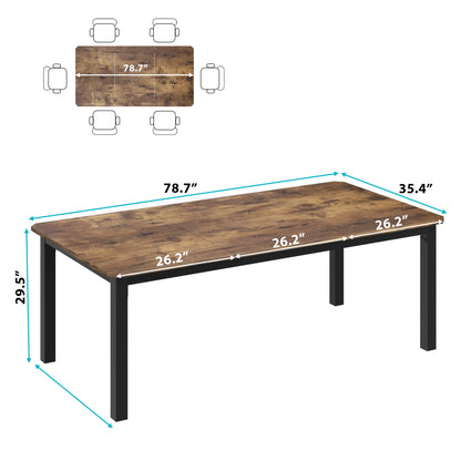 78 Inch Long Kitchen Dining Table， Rectangular Dining Table with Cut Corners for Living Room