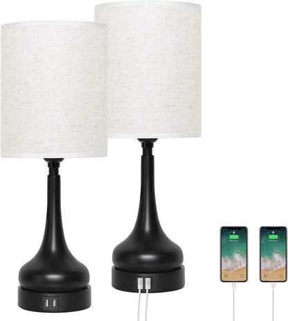 Table Lamp Set of 2 Table Lamps with Touch Control for Living Room with USB Charging Ports