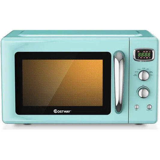 Retro Countertop Microwave Oven, 0.9Cu. ft, 900W Microwave Oven, with 5 Micro Power, Defrost & Auto Cooking Function