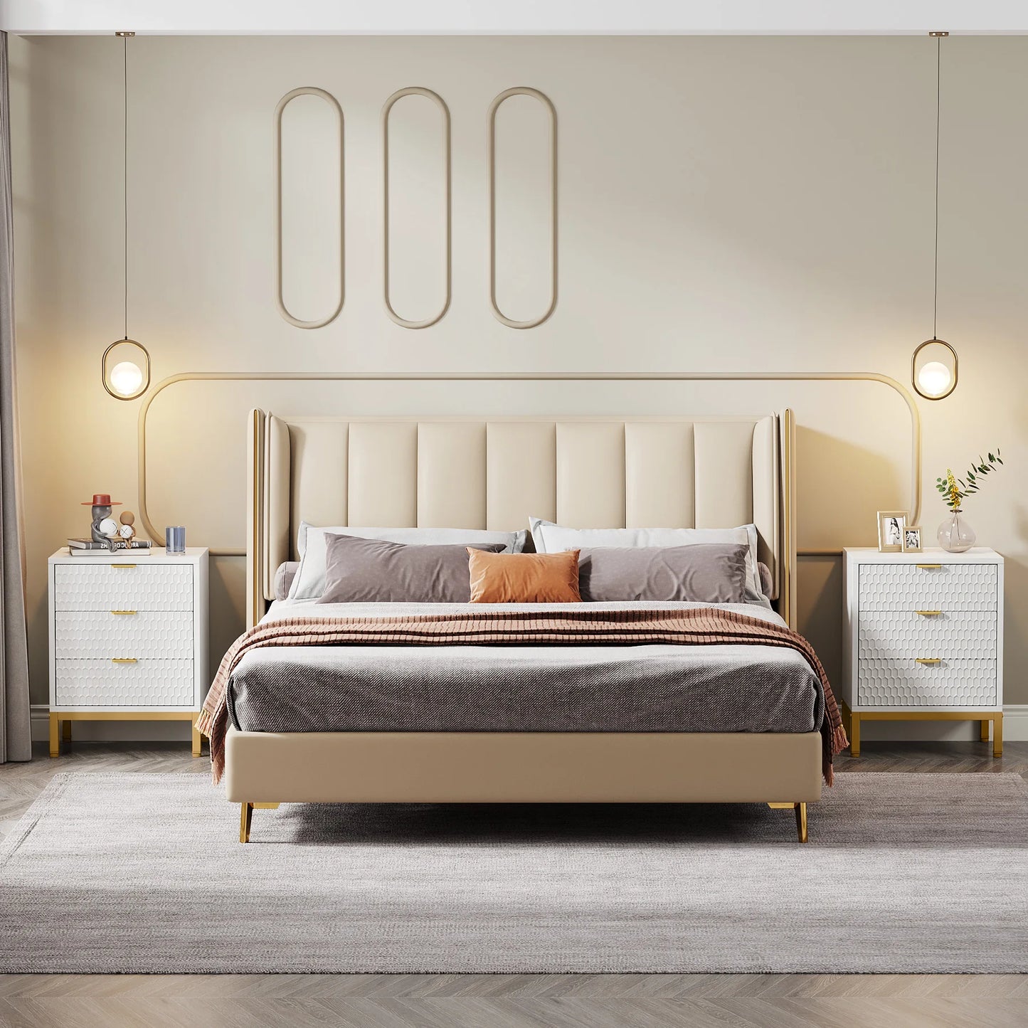 Nightstand, 65.5 cm Tall Bedside Table with 3 Drawers, Contemporary End Side Table with Storage