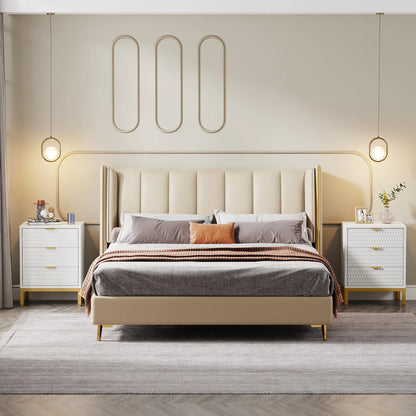 Nightstand, 65.5 cm Tall Bedside Table with 3 Drawers, Contemporary End Side Table with Storage