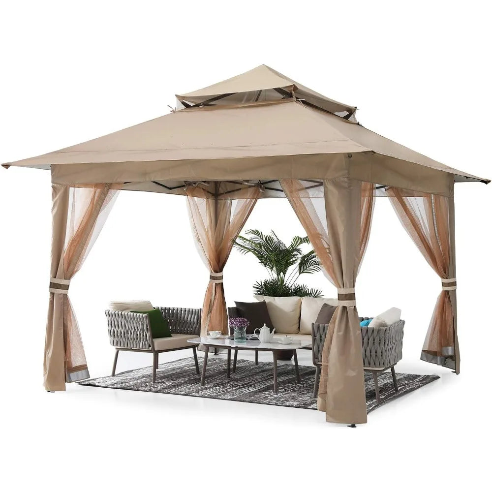 Pop Up Gazebo 13x13Outdoor Canopy Tent with Mosquito Netting