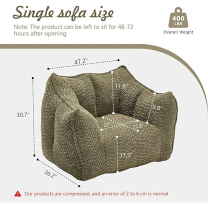 47" Bean Bag Chairs Large Bean Bag Couch for Adults Stuffed Sofa Chair