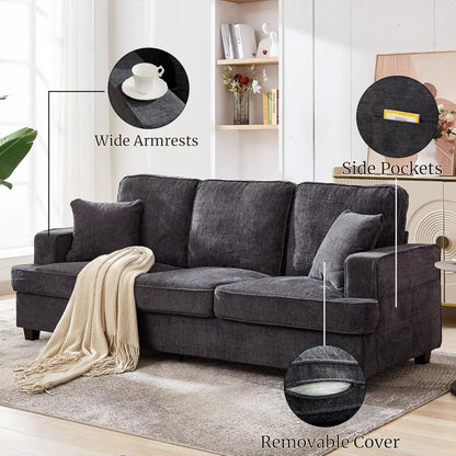 Sofa Couch for Living Room, Loveseat Sofa with Extra Comfy Deep Seat, Mid Century Comfortable 3 Seater Couch for Home Bed