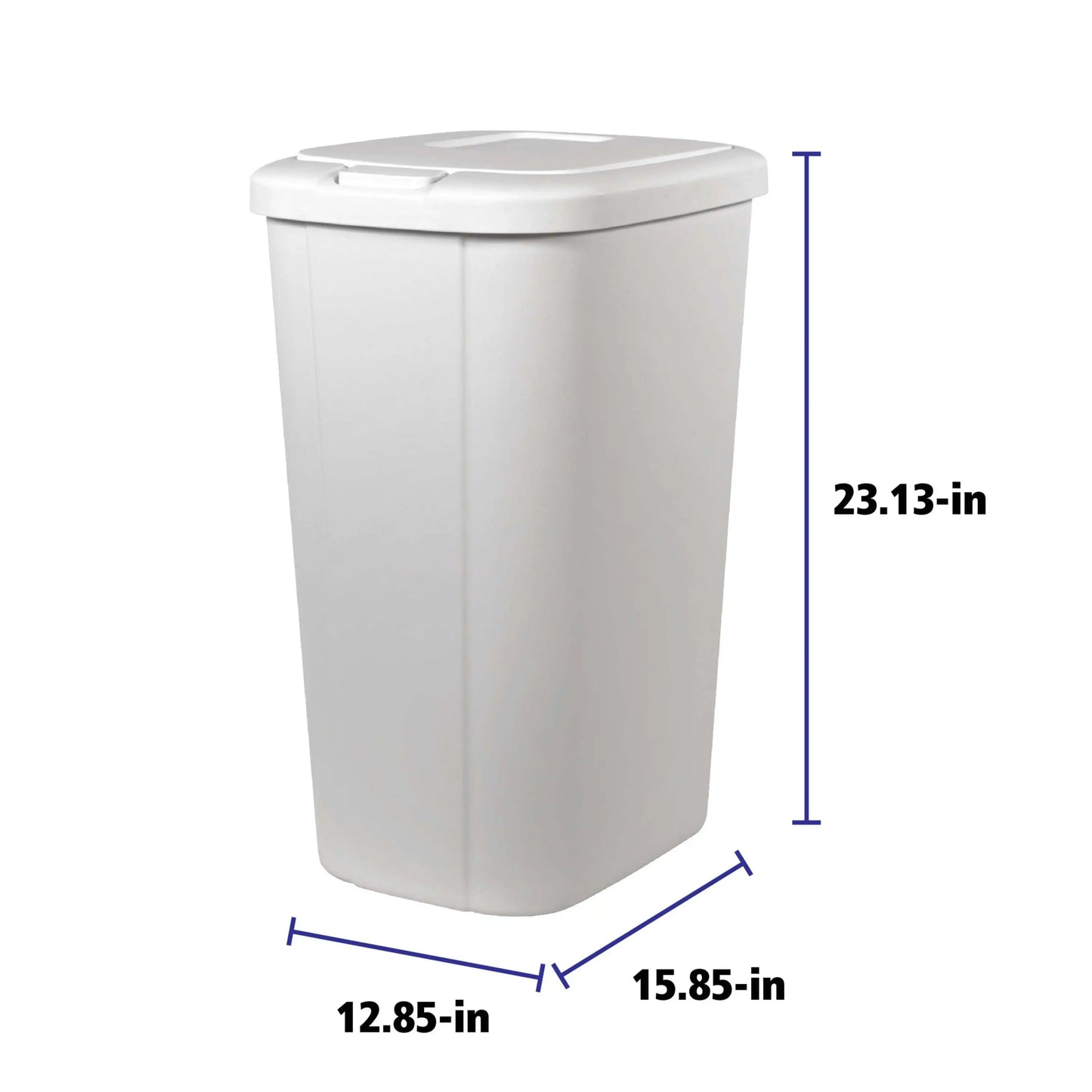 White 13.3 Gallon Plastic Touch Top Kitchen Trash Can