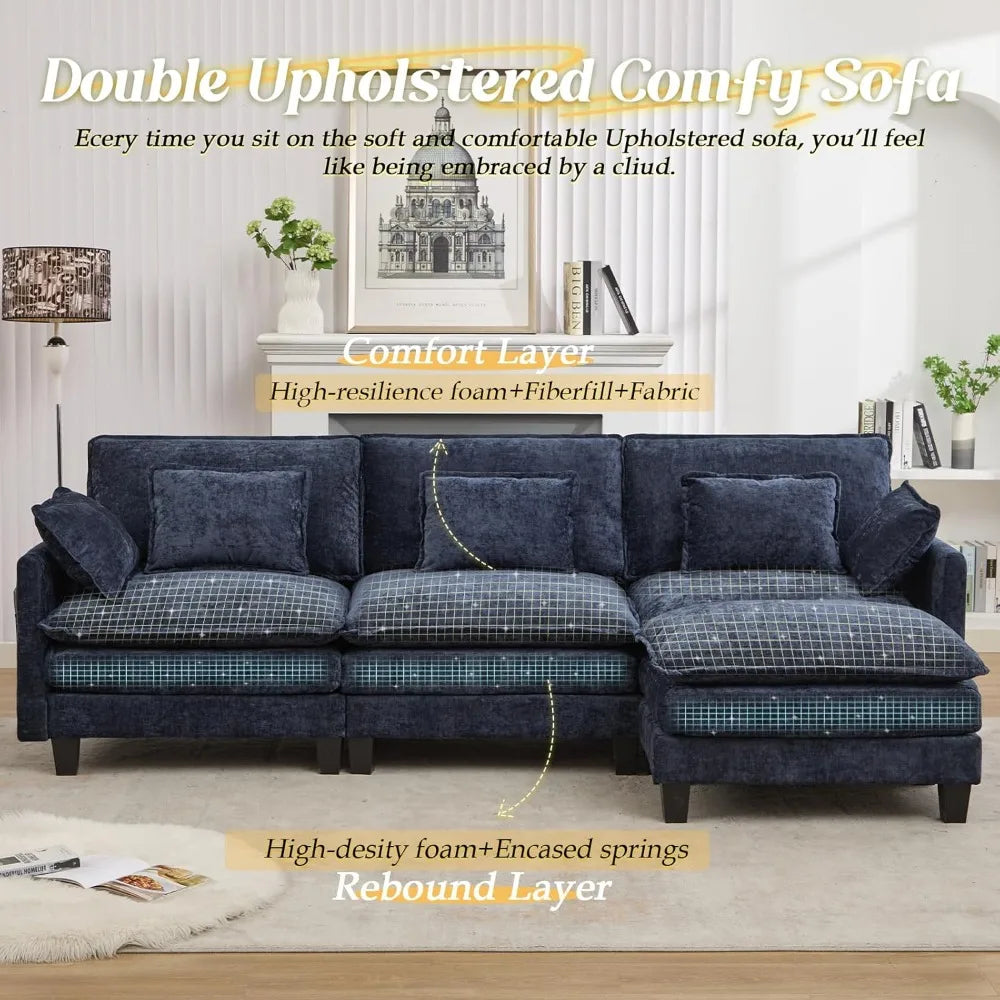 Living Room Sofa, Modular Sectional Sofa, 113" L Shaped Couch Set