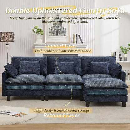 Living Room Sofa, Modular Sectional Sofa, 113" L Shaped Couch Set