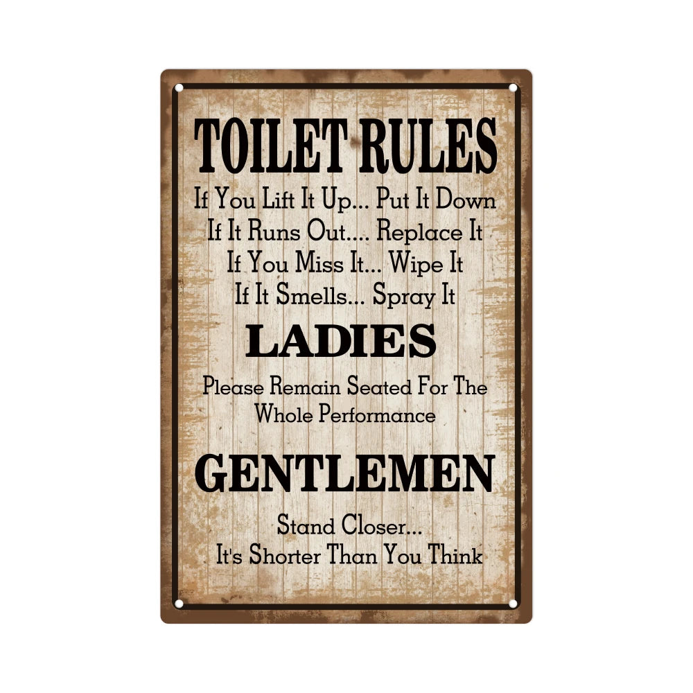 1pc Toilet Rules Metal Tin Sign