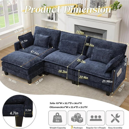 Living Room Sofa, Modular Sectional Sofa, 113" L Shaped Couch Set