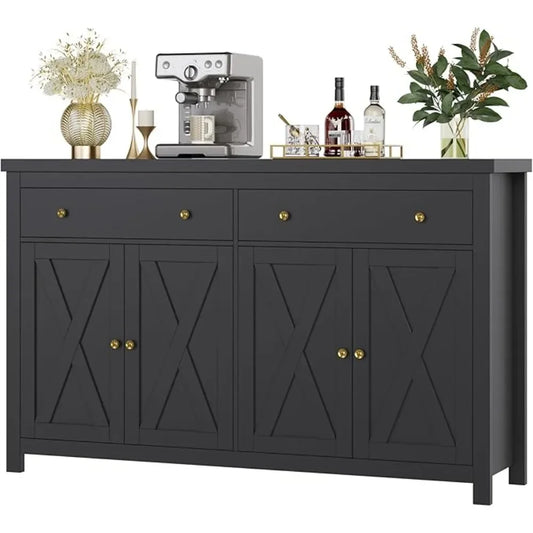 55" Large Sideboard Buffet Cabinet with Storage,  with 2 Drawers and 4 Doors
