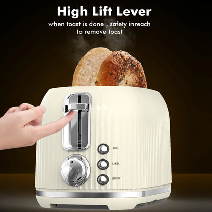 2 Slice Toaster with Extra Wide Slots, Removable Crumb Tray, 6 Browning Options, Auto Shut Off, Frozen Function