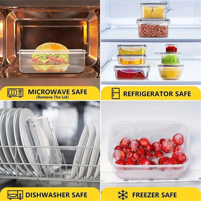 24pcs Kitchen Storage Container Set - Dishwasher Safe, Reusable Plastic Bins with Flip Lids for Fruits, Vegetables & Meats