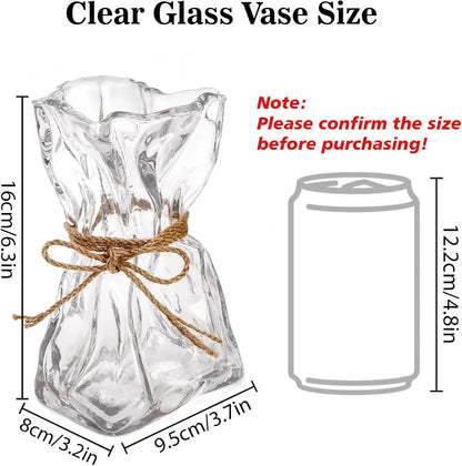 6 inch small glass vase, irregular transparent vase