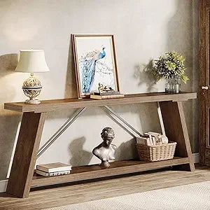 70.9 Inches Extra Long Sofa Table Behind Couch, Industrial Entryway Console Table with Storage for Hallway