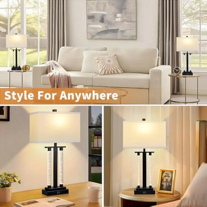 Modern Table Lamps Set of 2,  3 Way Lighting Modes Bedside Table Lamps for Bedroom