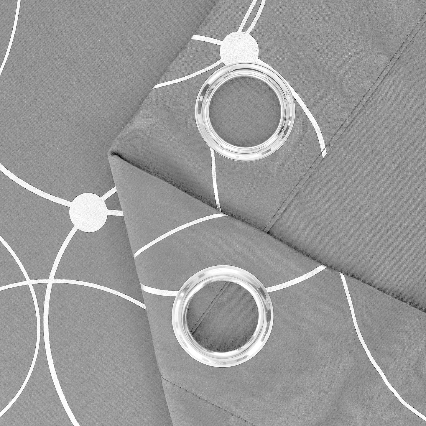 4 PCS  Circle And Dots Foil Blackout Curtains Grommet Thermal Insulated