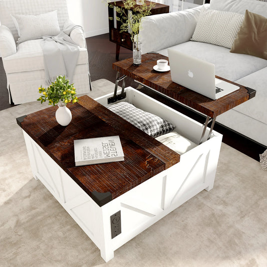 35.6"/40'' Lift Top Farmhouse Coffee Table with Large Hidden Storage