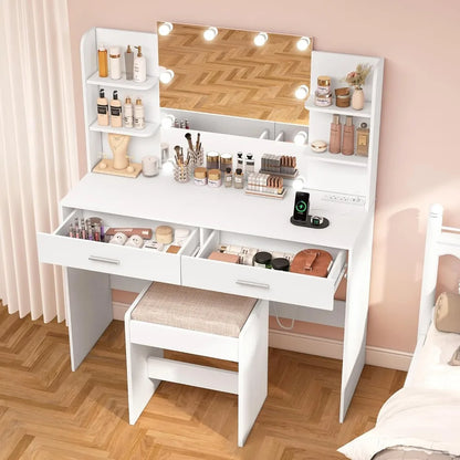 Makeup Vanity Desk with Mirror & Lights