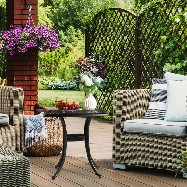 Outdoorr Cast Aluminum Square Table, End Table Side Table for Paio Backyard Pool, Cast Aluminum Cocktail Table