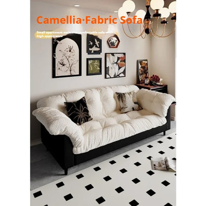Modern Cloud Loveseat Sofa Plush 2-Seater Couch with Pillow Armrests for Small Spaces Living Room Bedroom Dorm Compact Design