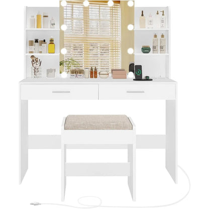 Makeup Vanity Desk with Mirror & Lights