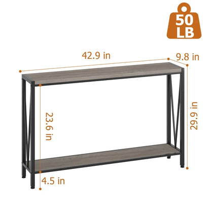 Industrial Console Table 2-Tier Entryway Table with Storage Narrow Sofa Table