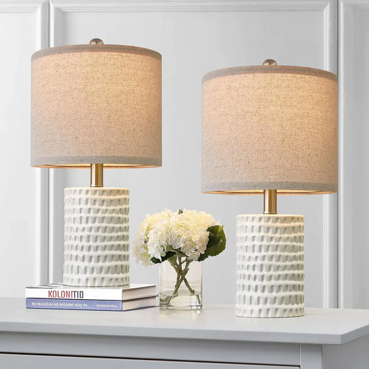 18.25in Modern Accent Ceramic Table Lamp Set of 2 for Bedroom, lamps for Living, Room Study, Room Office