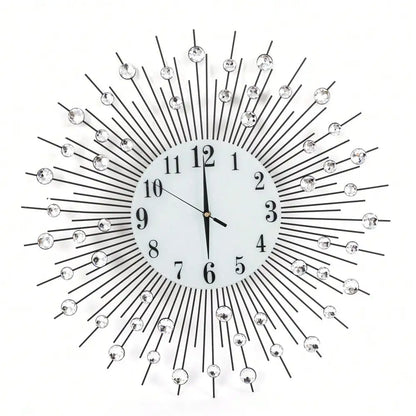 Sun Design Crushed Diamond Crystal Wall Clock 60x60cm Home Decor Large Modern