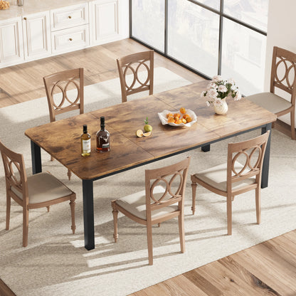78 Inch Long Kitchen Dining Table， Rectangular Dining Table with Cut Corners for Living Room